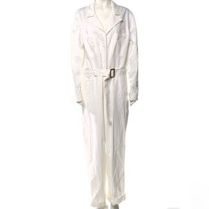 NWT Nili Lotan White Utility Tie-Waist Jumpsuit